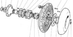 Exploded view fluid flywheel