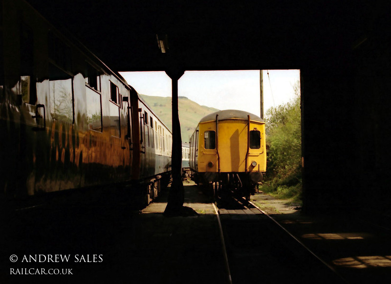 Class 128 DMU at Machynlleth depot