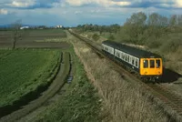 Class 108 DMU at Cocker Bar, Ulnes Walton