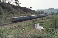 Class 120 DMU at between Kennethmont and Gartley