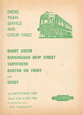 April 1966 Barnt Green - Birmingham - Derby timetable front