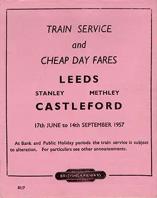 Front of June 1957 Leeds - Castleford timetable