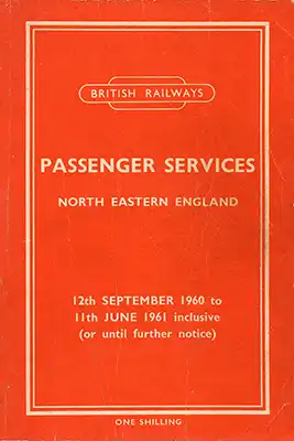 Cover of North Eastern Region September 1960 timetable