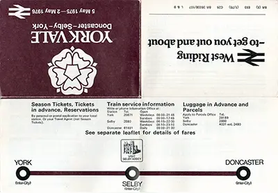 May 1975 York Vale timetable outside