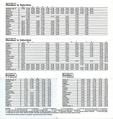 May 1976 Middlesbrough - Whitby timetable inside