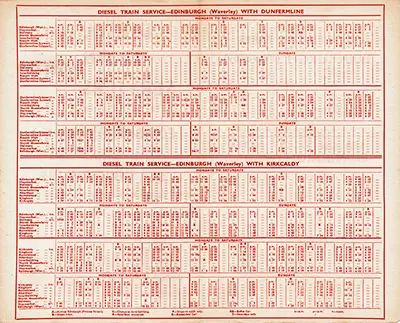 Edinburgh - Kirkcaldy and Dunfermline September 1960 timetable rear