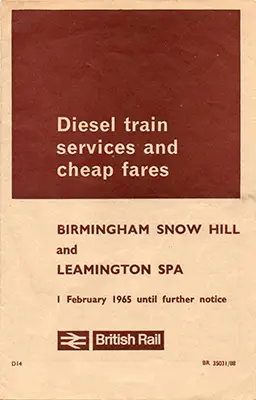 October 1965 Birmingham - Leamington Spa timetable front
