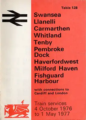 Front of October 1976 Swansea - Pembrokeshire timetable